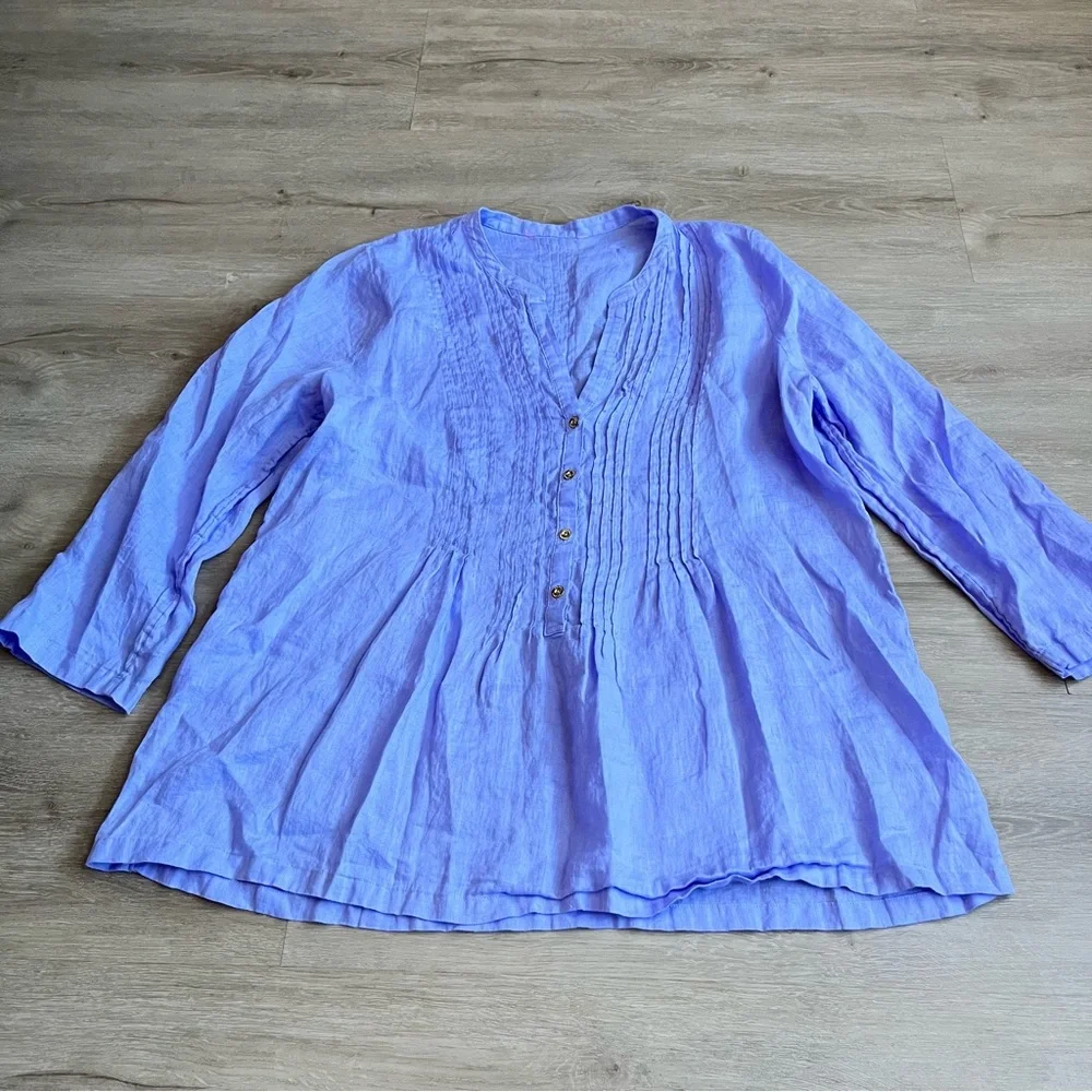 Lilly Pulitzer Sarasota Linen Tunic Top in Lillys Lilac SZ L - Picture 2 of 9